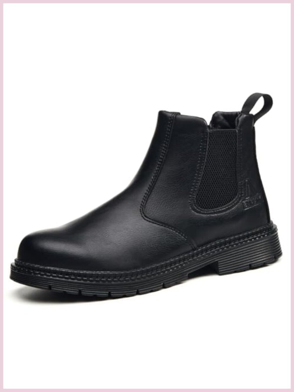Steel Toe Slip On Work Boots Leather Chelsea Ankle Construction